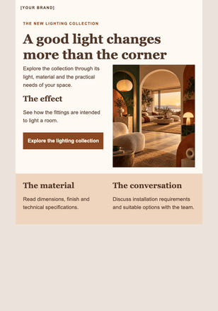See the room in a different light email design preview