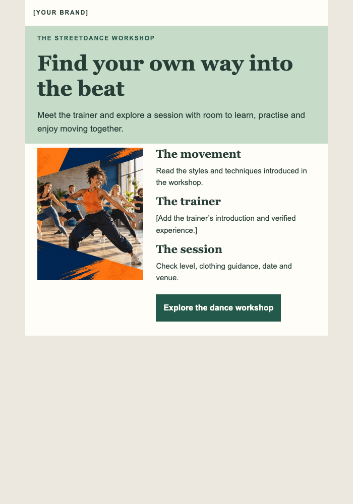 A little movement, a new rhythm email design preview