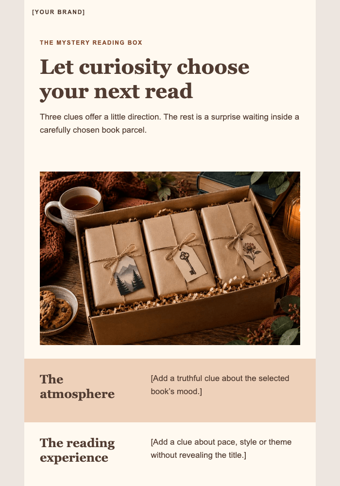 A book parcel with a secret email design preview