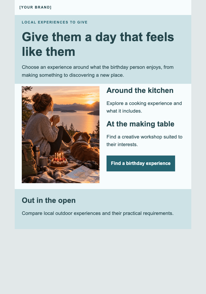A birthday with a story to tell email design preview