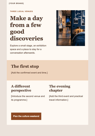 A culture weekend on a smaller scale email design preview