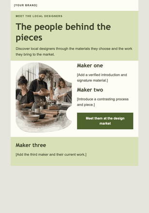 Three makers, three materials email design preview