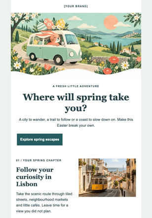 An Easter escape in three chapters email design preview