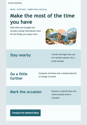 A weekend, your way email design preview