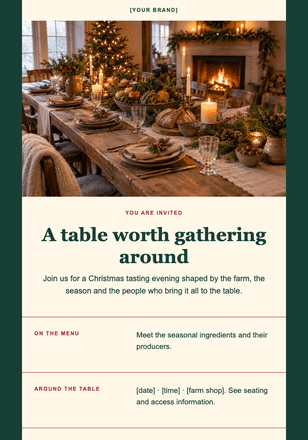 Christmas around the farm table email design preview