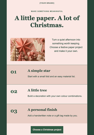 Christmas, one fold at a time email design preview