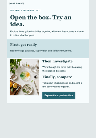 An afternoon of curious questions email design preview