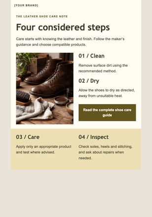 Keep a favourite pair in good shape email design preview