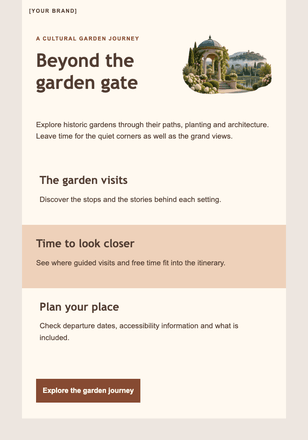 Gardens with stories to tell email design preview