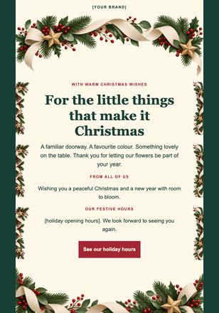 A Christmas note from the flower shop email design preview