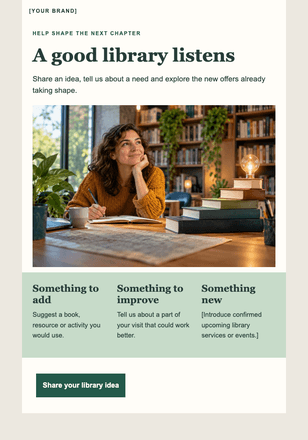 What would you like from your library? email design preview