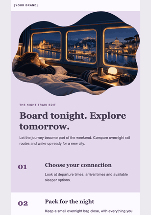 Sleep your way to somewhere new email design preview