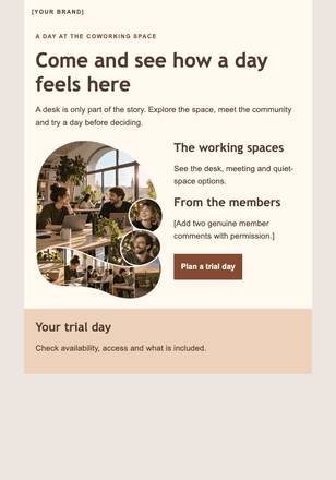 Find your place to work email design preview