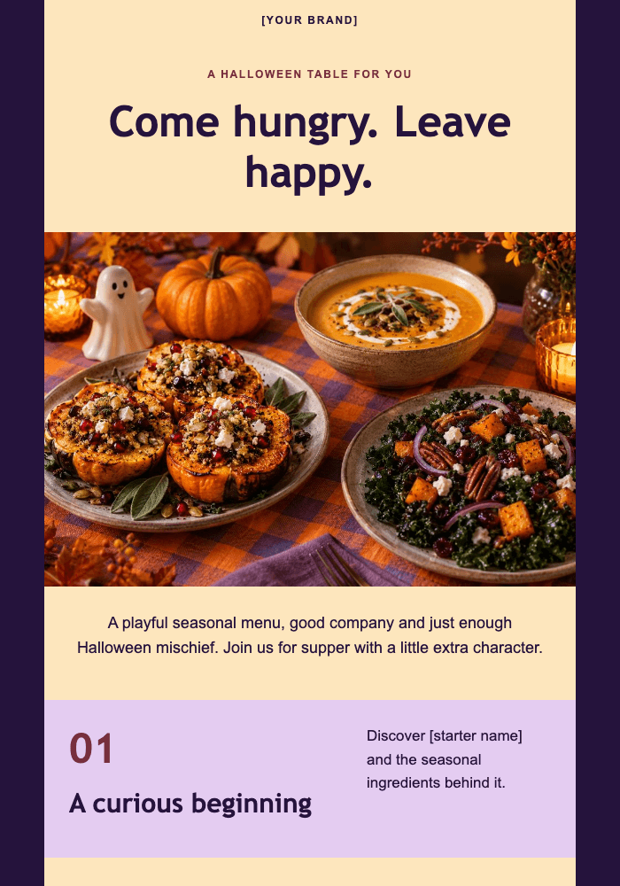 The not-so-frightful supper email design preview