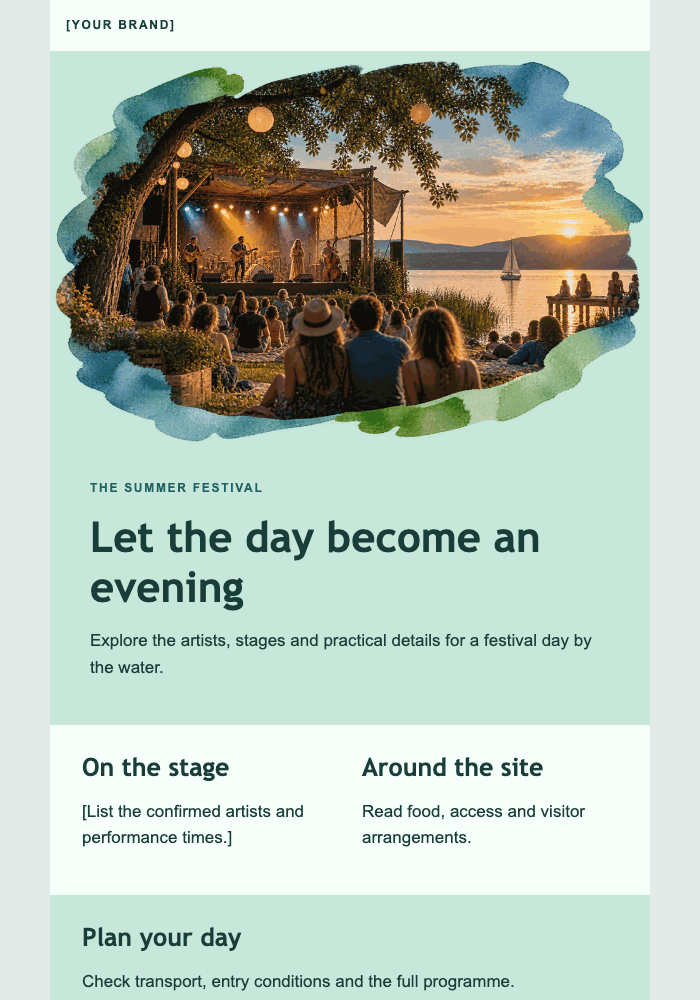 Music beside the lake email design preview