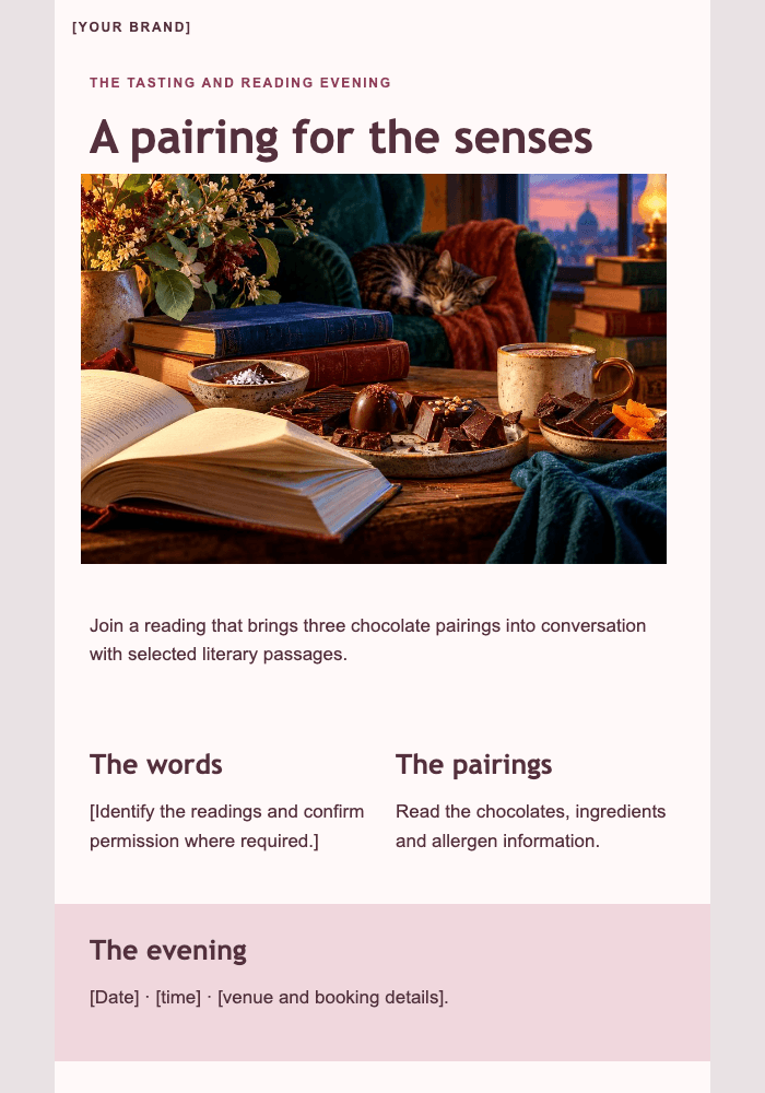 Words, with a little chocolate email design preview