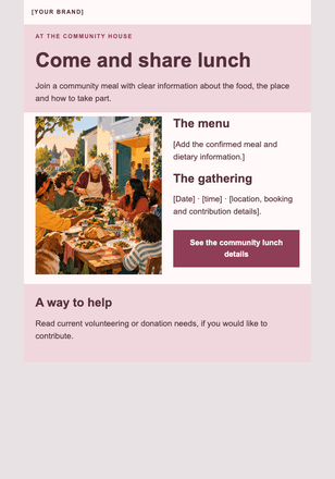 A warm table in the neighbourhood email design preview