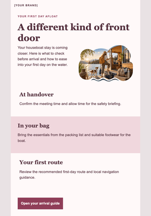 Welcome aboard your houseboat email design preview