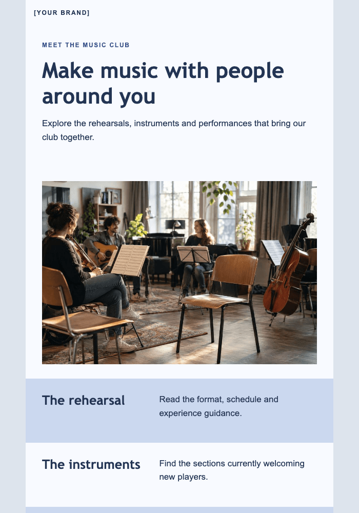 There is another chair in the rehearsal room email design preview