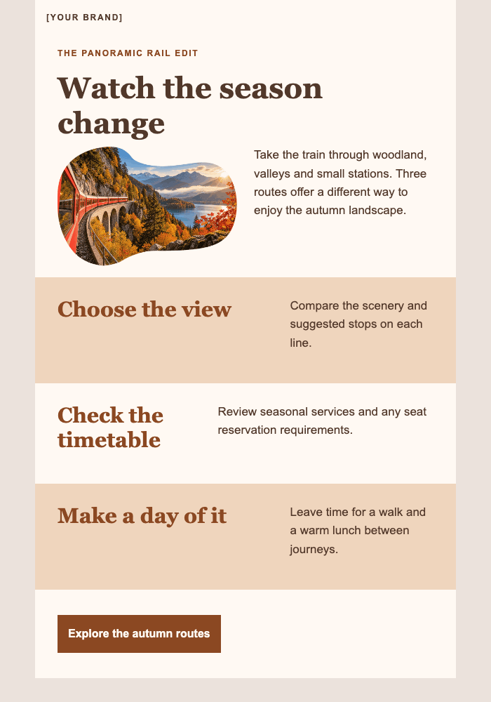 Autumn, from the window seat email design preview