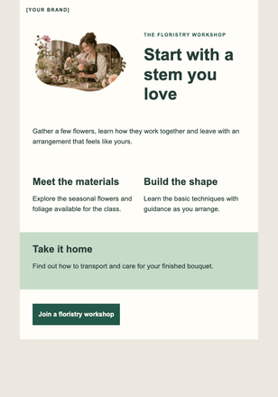 Your first bouquet, by hand email design preview