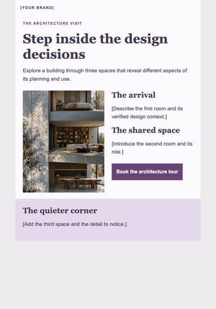 A building, room by room email design preview