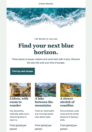 A little closer to the water email design preview