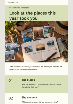 Your year, one place at a time email design preview
