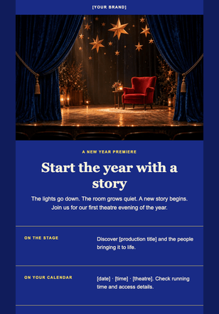 The first curtain of the year email design preview