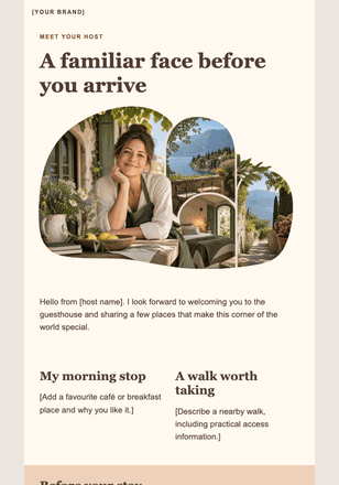 A warm welcome from your host email design preview