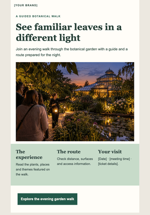 The garden after sunset email design preview
