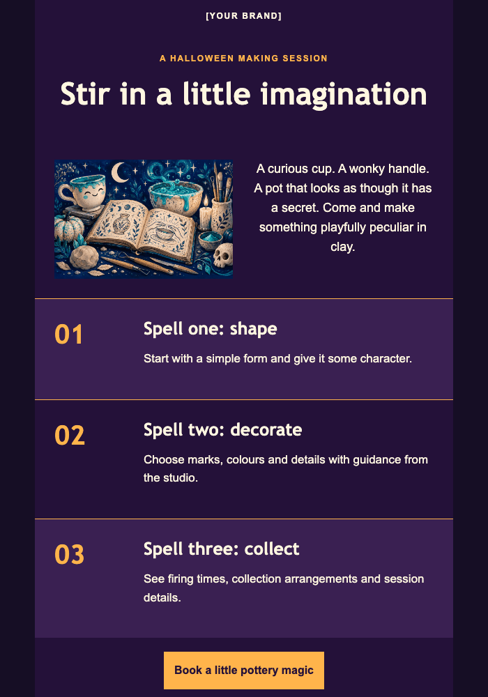 The little pottery spellbook email design preview