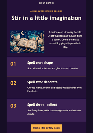 The little pottery spellbook email design preview