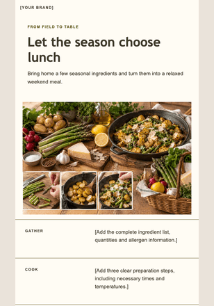 A weekend recipe from the farm shop email design preview
