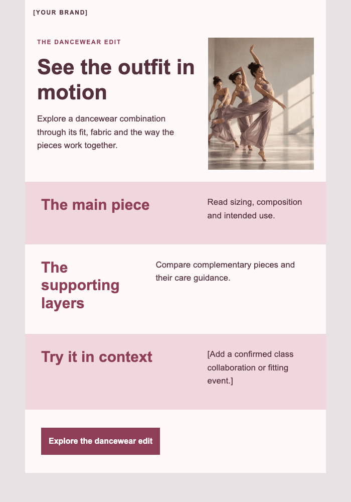 Made to move with the music email design preview