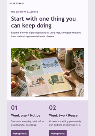 Thirty days of smaller changes email design preview