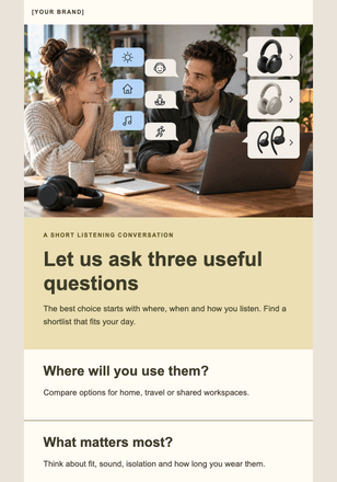 Headphones for the way you listen email design preview