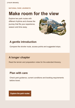Take the quieter park road email design preview
