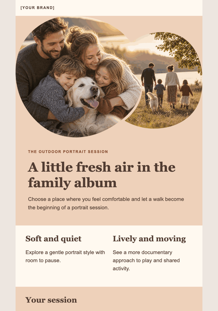 Family photographs, out in the open email design preview