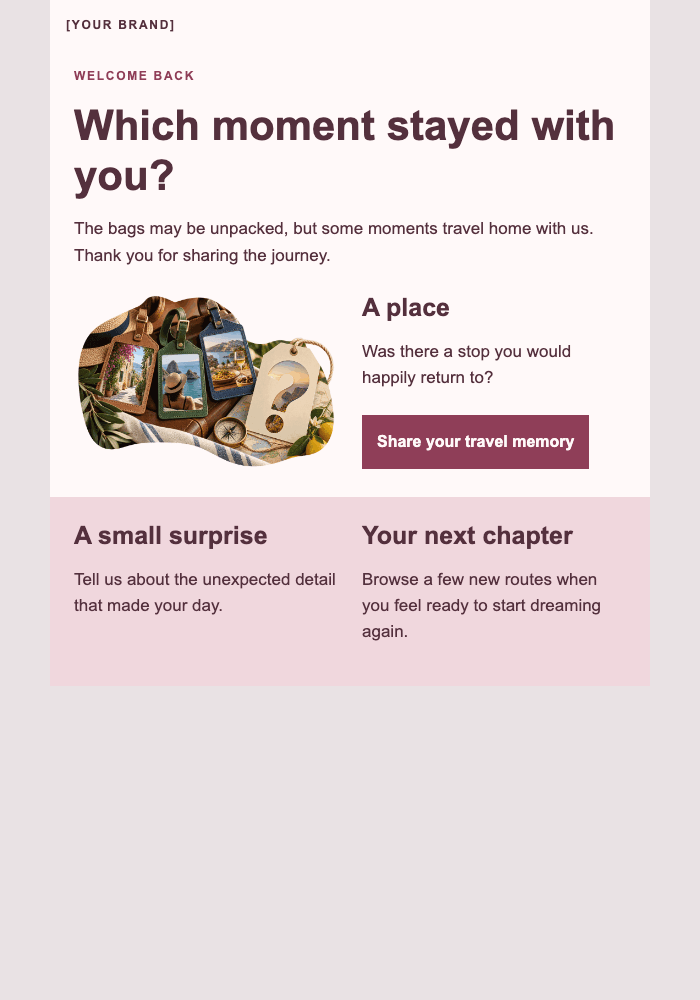 Bring a little of the journey home email design preview