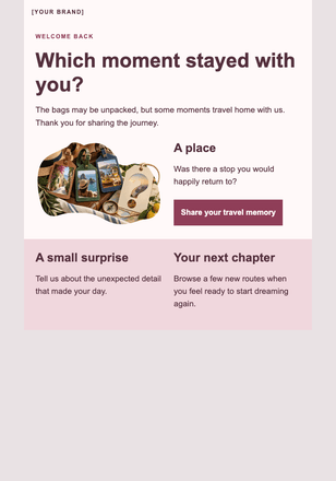 Bring a little of the journey home email design preview