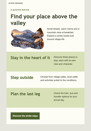 Winter in the mountain villages email design preview