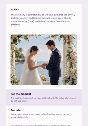 Your Ceremony Details, All Together email design preview