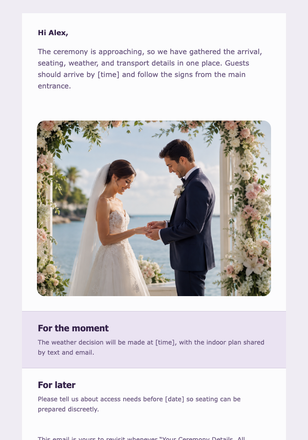 Your Ceremony Details, All Together email design preview
