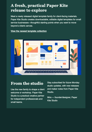 Monday Studio Release email design preview