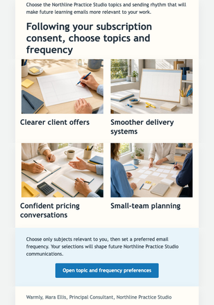 Consulting Topic Preferences email design preview