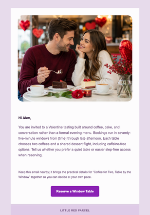 Coffee for Two, Table by the Window email design preview