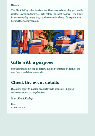 Black Friday Main Event email design preview