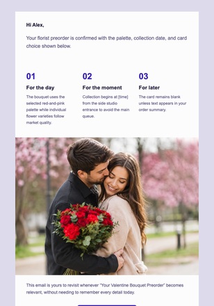Your Valentine Bouquet Preorder email design preview