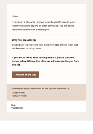 Transparent List Cleanup — Warm email design preview